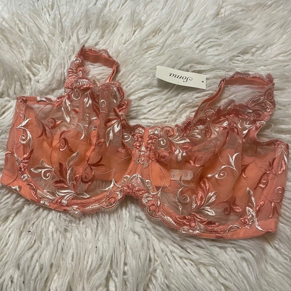 Soma Other - NWT Soma Sheer Lace Floral Romantic  Lingerie Unlined Underwire Bra Orange 40DD